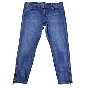 Kut from the Kloth Blue Zipper Ankle Skinny Jeans Women's Size 14 Stretch Denim